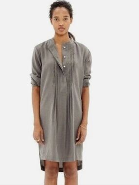 Madewell Flowy Pleated Green Dress Sz L